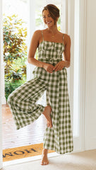 Plaid Suspender Jumpsuit