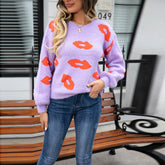 Lippen Valentinstag Pullover Rundhals Pullover Liebe Pullover