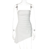 Robe fendue en biseau à volants et cordon de serrage latéral, couleur unie