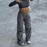 Street Kordelzug zerrissene Overalls Trend lässig locker sitzende Hose mit weitem Bein