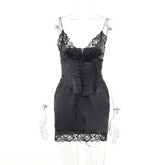 Suspender Dress Slim Fit Waist Girdling BSheath Slit Lace Dress