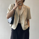 Petits blazers coréens amples à manches courtes de couleur unie