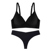 Nahtlose Komfortunterwäsche, kabellos, weicher Halt, Jelly Stick, kleine Brustgröße, übertriebener BH, U-Rücken-BH-Set