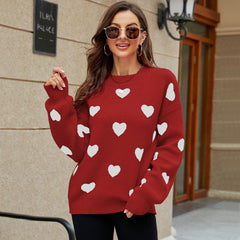 Valentinstag Liebe Rundhalsausschnitt Locker sitzender Strickpullover