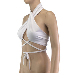 Haut bandeau à lacets, moulant et rafraîchissant, croisé et dos nu