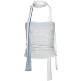 Trends Off Shoulder Slim Fit Cropped Colorblock All Matching Vest