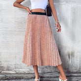 Mid Length High Waist Slimming Pleated Skirt