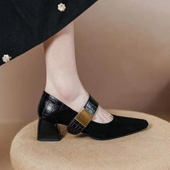 Women's Square Toe Mary Jane Mid Retro Word