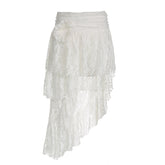Bohemian Non Matream Solid Color Lace Stitching Asymmetric Rose Stitching Skirt