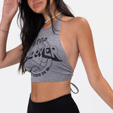 Neckholder-Träger, rückenfreies, kurzes, bedrucktes Slim-Fit-Top
