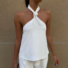 Suit Halter Backless Top High Waist Casual Trousers Two Piece Suit