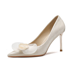 Women's French High Stiletto Bridal Flower Wedding Heels
