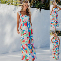 Elegant Floral Large Swing Strap Dress