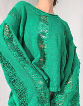 Pull ample à manches longues et col rond ajouré