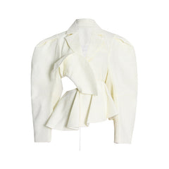 Koreanischer Mantel mit maßgeschneidertem Kragen, langen Ärmeln, seitlicher Taille hinten, ausgehöhlter Ausschnitt, Schnürung und einem Knopf, einfarbig