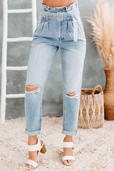 Pantalon en jean délavé à l'eau ordinaire de bureau