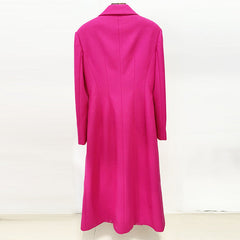 Star Slim Fit Bow Long Woolen Coat Woolen Coat