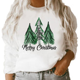 Pull blanc ample à manches longues et col ras du cou avec imprimé graphique de Noël