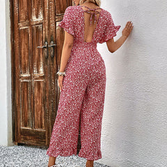 Roter bedruckter Jumpsuit