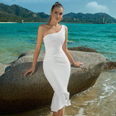 Elegantes ärmelloses One-Shoulder-Party-Jahresparty-Party-Abendkleid