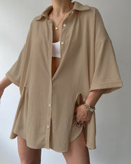 Pyjama deux pièces respirant à manches longues et couleur unie pour l'extérieur