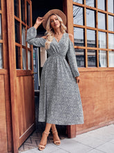 Casual off-Shoulder Printed V neck Long Sleeve Dress Maxi Dress