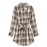 Early Polo Collar Long Sleeve Decorated Row Button Shirt Dress