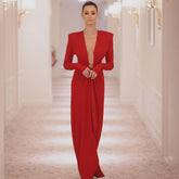 Schwarzes Langarm-Ring-V-Ausschnitt-Kleid Weiß-Rotes Weihnachtskleid