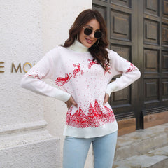 Christmas Turtleneck Sweater Cartoon Jacquard Loose Fitting Knitwear Sweater