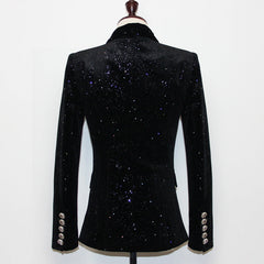 Blazer Starry Sequined Silver Buckle Waist Tight Velvet Small Blazer