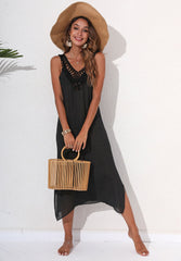 Vacation Beach Dress HCrocheting Stitching Vest Dress Backless Blouse