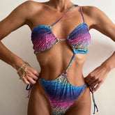 Maillot de bain une pièce dos nu à imprimé dégradé de couleurs