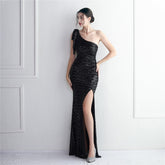Craft Sequined Toast Long One Shoulder Appreciation Dinner Slim Fit Fishtail Wedding Socialite