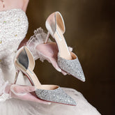 Escarpins de cérémonie à paillettes pour femmes, style adulte, ajourés