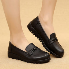 Cowhide Mom Soft Bottom Leisure Pumps