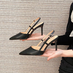Escarpins à talon aiguille à boucle à ressort pour femmes, style professionnel