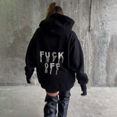 Street Sweater Trendy BrLoose Letters Rhinestone Tassel Hooded Coat