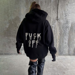 Street Sweater Trendy BrLoose Letters Rhinestone Tassel Hooded Coat