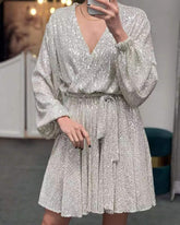 Birthday Party V neck Sequined Dress