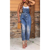 Casual Siamese Suspender Jeans
