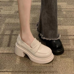 Chaussures à enfiler rétro françaises à plateforme pour femmes