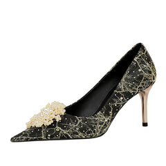 Stylish Women's Metal Stiletto Shallow Mouth Heels