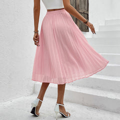 Skirt Solid Color Chiffon Pleated Skirt