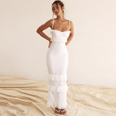 Dress White Crocheted Cami Dress Slim Fit French Dress
