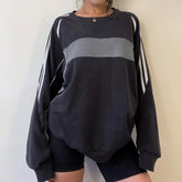 Pull ample à manches longues et col ras du cou, couleur contrastée, coutures en bourgeons, style universitaire, haut de sport décontracté