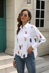 Feather Printed Shirt Long Sleeved Shirt