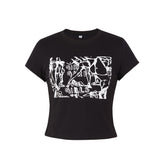 T shirt Casual Millennium Abstract Pattern Print Cropped Cropped T shirt