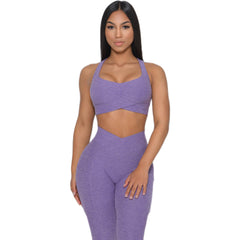 Breathable Criss Cross Bra Metal Hollow Out Cutout Yoga Suit Fitness Sports Fitness Tights