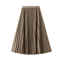 Draping Pleated Skirt Viscose Linen Skirt Mid Long Slim High Waist A line Skirt
