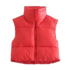 Sleeveless Zipped StCollar Cotton Vest Multi Color Slim Fit Cotton Padded Jacket Vest Top